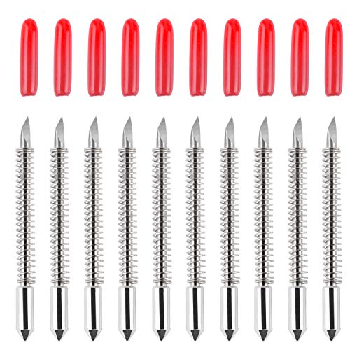 HQMaster 45 Degree Vinyl Cutter Blades Lettering Blade for Graphtec Cutting Plotter, Red Cap Pack Of 10 with Springs