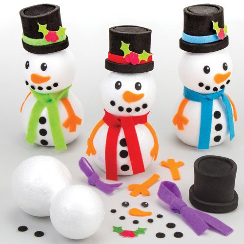 Baker Ross Build a Snowman Kits - Creative Xmas Craft Acitivity for Kids (Pack of 4)
