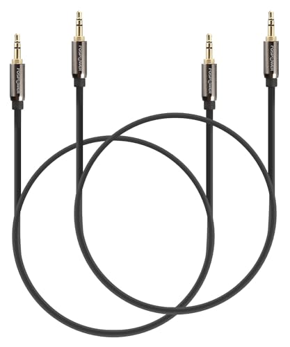 Audio Cable 1FT (2 Pack), FosPower Stereo Audio 3.5mm Auxiliary Short Cord Male to Male Aux Cable for Car, Apple iPhone, iPod, iPad, Samsung Galaxy, HTC, LG, Google Pixel, Tablet & More