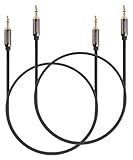FosPower Audio Cable 1FT (2 Pack), Stereo Audio 3.5mm Auxiliary Short Cord Male to Male Aux Cable for Car, Apple iPhone, iPod, iPad, Samsung Galaxy, HTC, LG, Google Pixel, Tablet & More
