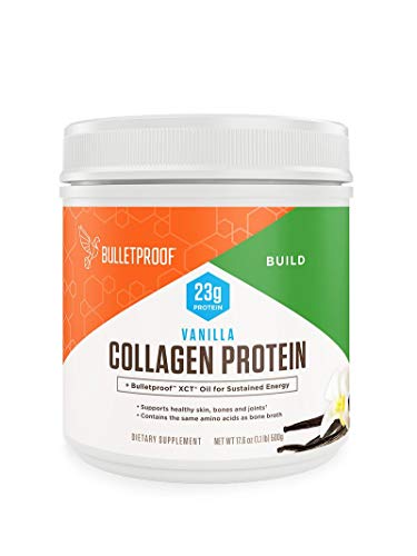 Bulletproof Collagen Protein Powder with XCT MCT Oil, Vanilla, 17.6 Oz, Collagen Peptides and Amino Acids for Healthy Skin, Bones and Joints, Keto Friendly, 23g Protein