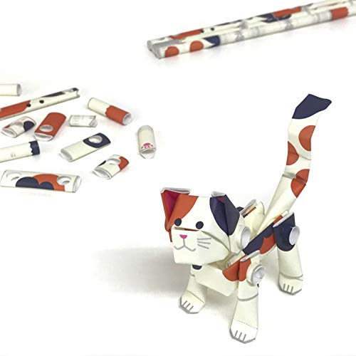 PIPEROID Animals Calico Cat 3D Puzzle DIY Craft Kit for Adults and Kids - Cool Karakuri Circus Japanese Origami Paper Craft