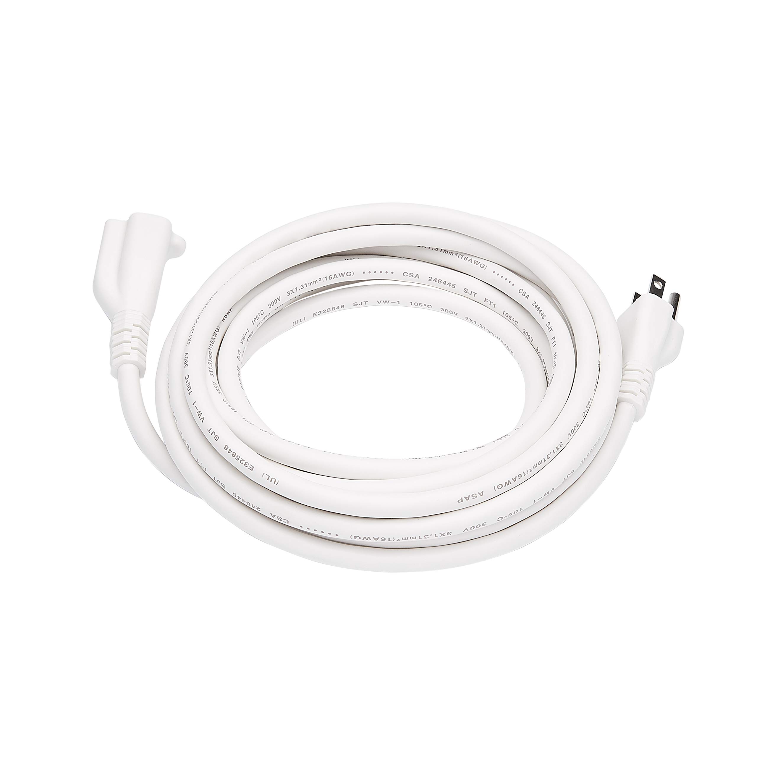 Amazon Basics Extension Cord, 13 Amps, 125V, 15 Feet, White White 15-Foot Single Extension Cord