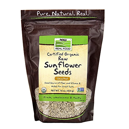 NOW Foods, Certified Organic Sunflower Seeds, Raw and Unsalted, Source of Fiber and Vitamin E, Hulled for Great Taste, Certified Non-GMO, 16-Ounce
