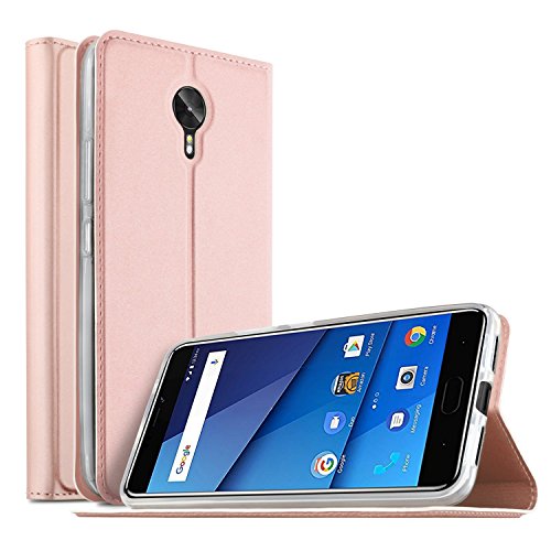 BLU VIVO 8 case, KuGi BLU VIVO 8 case, Ultra-Thin BW Style PU Cover + TPU Back Stand Case for BLU VIVO 8 Smartphone(Rosegold)