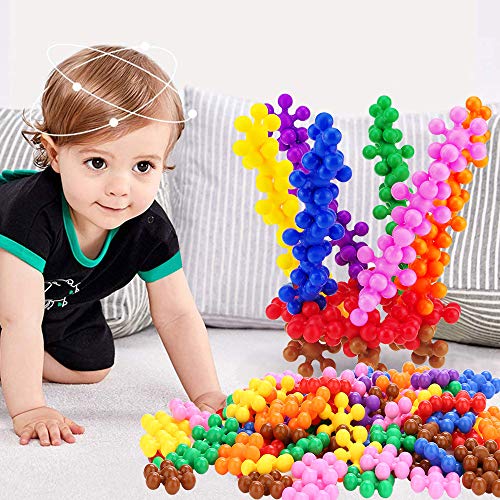 FIOLOM Plum Blossom Interlocking Building Blocks Toys Fine Motor Skills Learning STEM Plastic Educational Construction Connect Puzzles Set Preschool Gift for 3 4 5 Year Old Boy Girl Kid Toddler 90 PCS