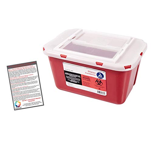 Sharps Container 1 Gallon - Plus Vakly Biohazard Disposal Guide (1 Pack)
