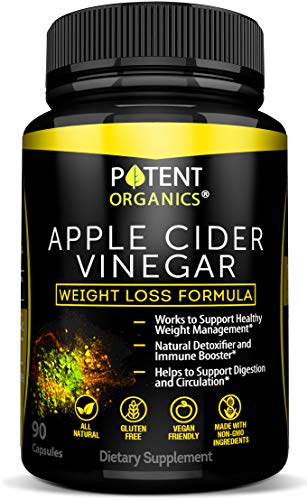 100% Organic Apple Cider Vinegar - 90 Capsules For Healthy Diet & Weight Loss- Pure, Raw, Vegan and Non-GMO - Helps Digestion - Made in USA - Add to Garcinia Cambogia  and Your Diet Kits & Systems