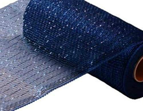 10 inch x 30 feet Mesh Ribbon - Value Mesh (Navy Blue, Royal Blue Foil)