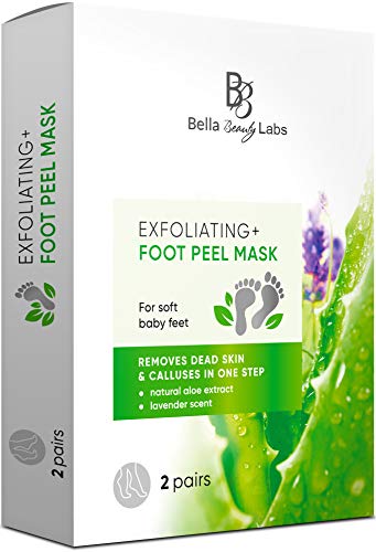Exfoliating Foot Peel Mask for Smooth Soft Touch Feet - 2 Pairs per Box - Peeling away Calluses and Dead Skin Remover. Repair Rough Heels 2 packs - Baby Foot Gel Socks Booties - Natural Aloe Extract