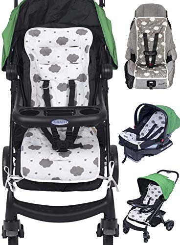 Reversible Pure Cotton Universal Baby Seat Liner for Stroller, Car Seat, Jogger, Bouncer | Thick Cushion | Supports Newborns, Infants, and Toddlers | Quick and Easy Install
