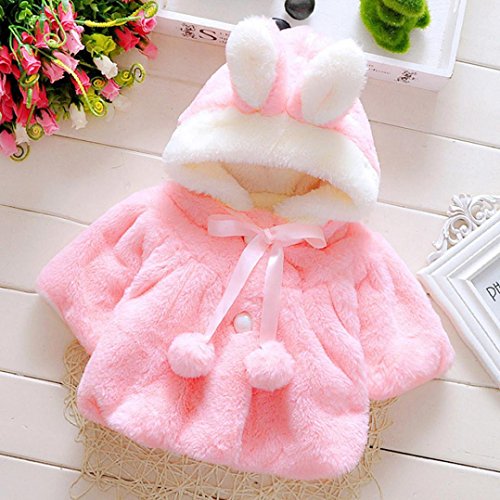 Book Cover Gotd Newborn Baby Girls Autumn Winter Hooded Coat Cloak Jacket Thick Warm Clothes (0-6 Months, Watermelon Red)