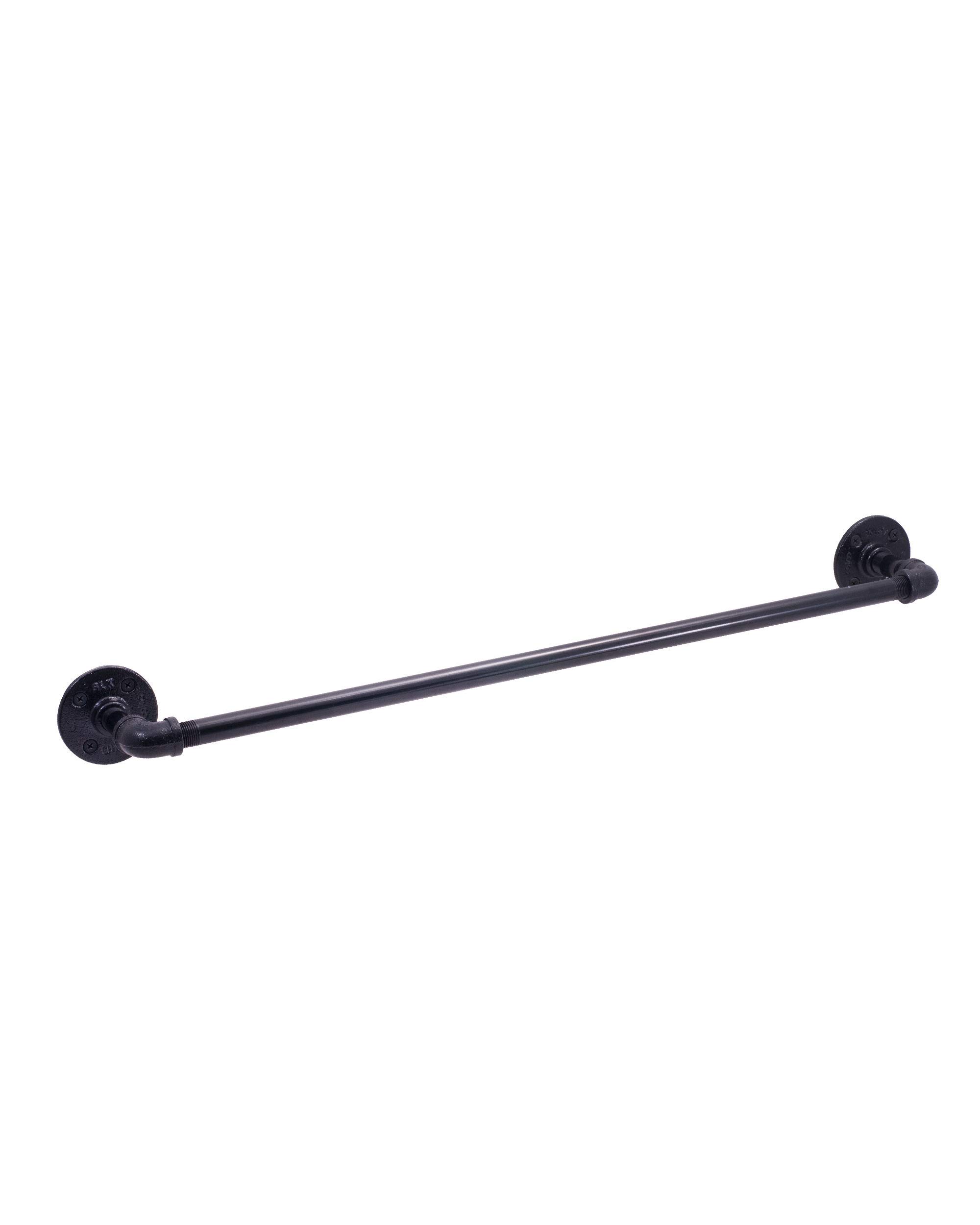 Pipe Décor 5624BK Industrial and Rustic 24" Towel Bar Complete Set Electroplated Black Finish
