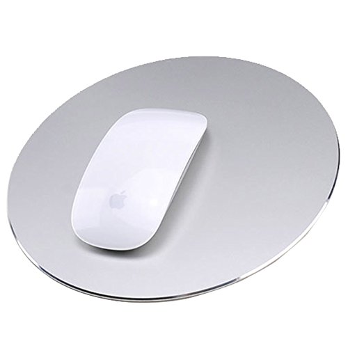 Book Cover Round Mouse Pad LoiStu Round Aluminum Alloy Mouse Pad Winter and Summer Dual-Use Waterproof Antiski Matte Metal / High-Grade PU Leather Mouse Pad (Silver)