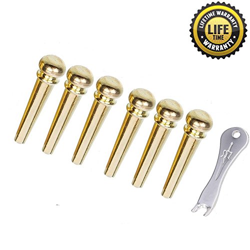 Imelod Guitar Bridge Pins Pegs Guitar Parts 6pcs Brass Copper for Acoustic Guitar With Guitar Bridge Endpin Replacement Parts for Guitar