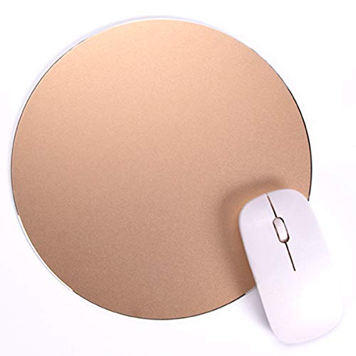 Round Mouse Pad LoiStu Round Aluminum Alloy Mouse Pad Winter and Summer Dual-Use Waterproof Antiski Matte Metal / High-Grade PU Leather Mouse Pad (Gold)