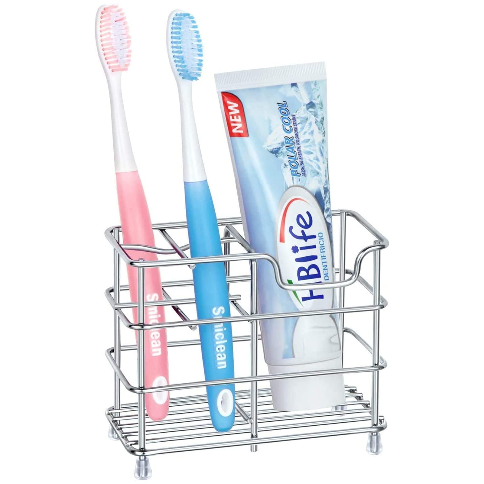 Book Cover (Silver) - HBlife Stainless Steel Bathroom Toothbrush Holder Toothpaste Holder Stand
