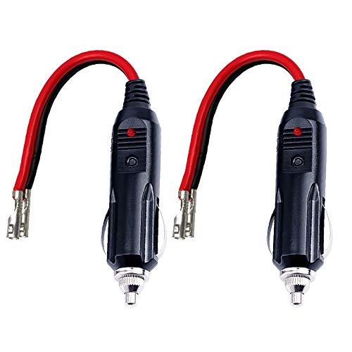 Book Cover KUNCAN Car Cigarette Lighter Male Plug with Leads 10A Fuse 12V 24V Adapter with LED Lights Socket Extension Cable