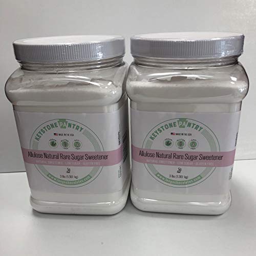Keystone Pantry Non-GMO Allulose Powder, Two 3 lb Jars, Low Calorie, Zero Net Carb, Keto, Diabetic Paleo Friendly Natural Sugar Sweetener No Sugar Alcohol Soy Free Gluten Free Kosher-Parve Sugar Free