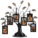 Americanflat Family Tree Picture Frame - Includes 6 Hanging 2x3 Picture Frames - Adjustable Ribbon Tassels - Ideal as Mother’s Day Gifts, Christmas Decor - Black and Bronze - Gifts for Mom