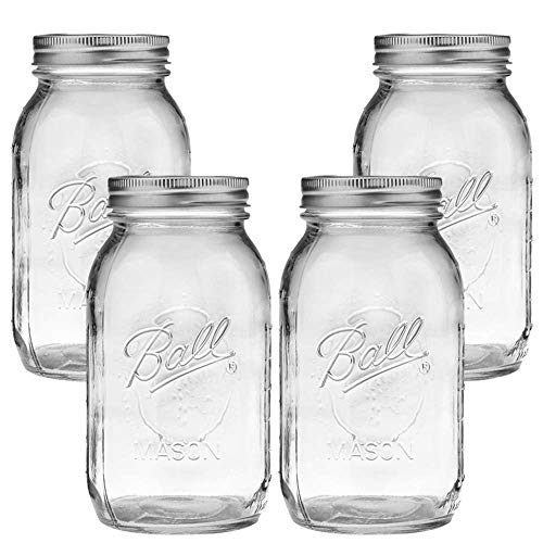 Book Cover Ball Mason Jar, Clear Glass Ball Collection, Heritage Series, Regular Mouth(Pack of 4)