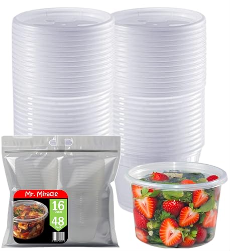 Deli Food Storage Containers with Lids, 16 Ounce, 50 Count