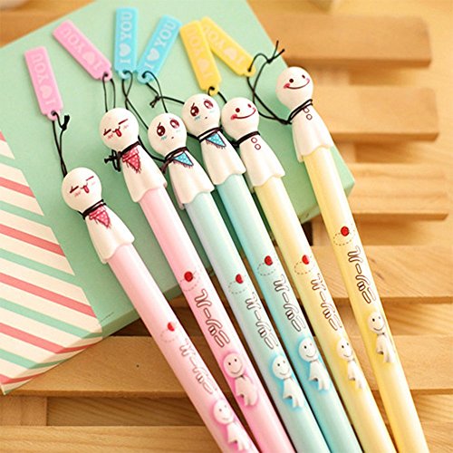 Book Cover SPHTOEO 6PCS Japanese Sunny Doll Ornament Black Ink Gel Pens cute creative Stationery and office supplies