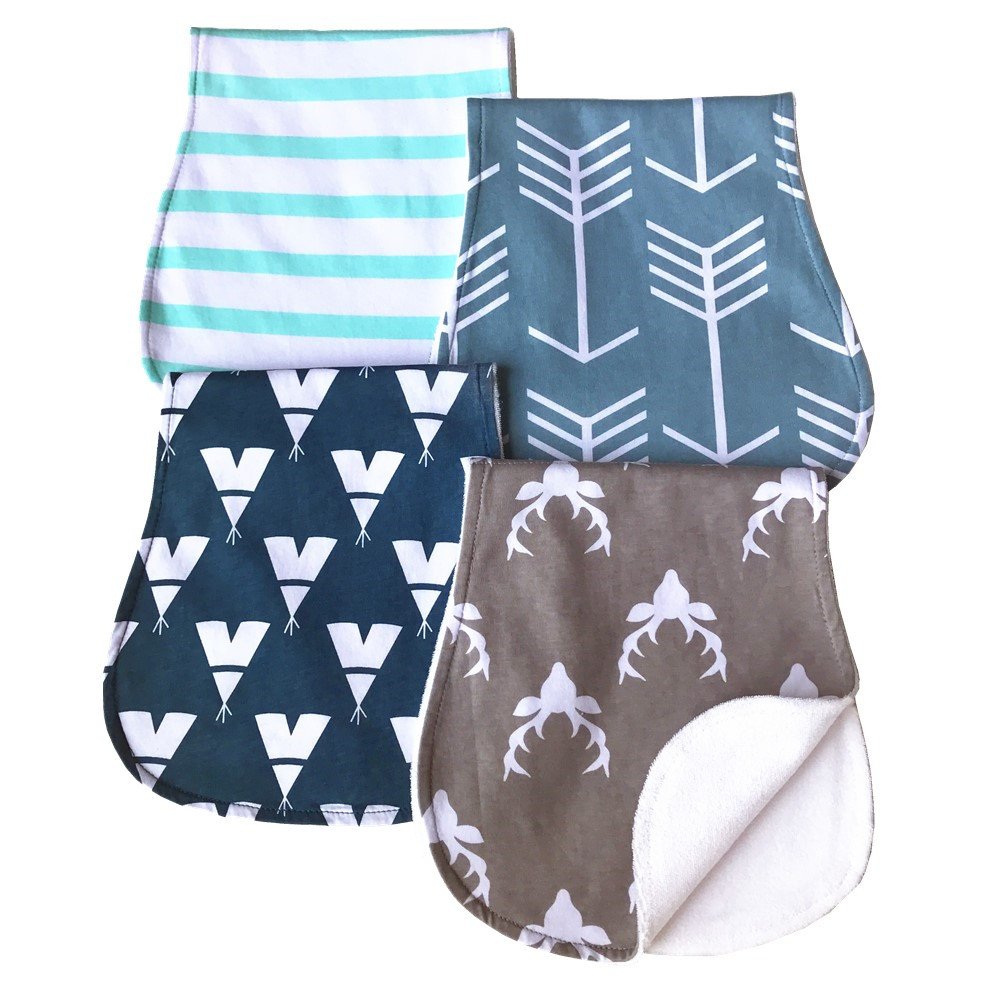 Arnzion Baby Burp Cloths Baby Burp Set Curved Absorbent and Soft Valuable 4 Pack Multicolor