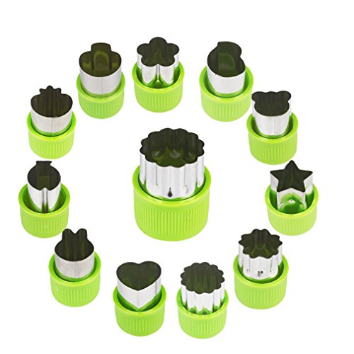 FASOTY Vegetable Cutter Shapes Set (12 Pieces) Mini Cookie Cutters,Cookie Stamps Mold Shape Cutters Flower Star Cartoon Animals Mold Heart Stamps Decorating Tools for Food and Kids Baking Craft Tools
