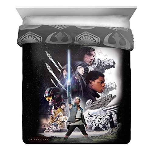 Book Cover Star Wars Ep 8 Epic Poster Full/Queen Comforter - Reversible Bedding features Rey, Finn, Poe, Kylo Ren, Luke Skywalker, Leia, BB-8, C3-PO, R2-D2 & Chewbacca (Offical Star Wars Product)