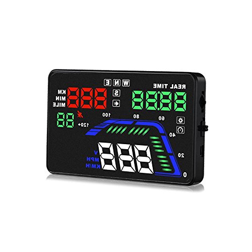 Pyle Universal 5.5â€™â€™ Car HUD Head-Up Display Multi-Color Windshield Screen Projector Vehicle Speed & GPS Navigation Compass, Plug & Play, With Speed, Time, Altitude & More (PHUD15)