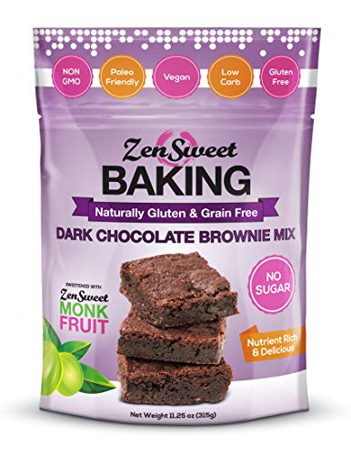 ZenSweet Baking Dark Chocolate Brownie Mix 11.25 oz, Sugar Free, Non-GMO, Paleo, Vegan, Low Carb, & Gluten Free
