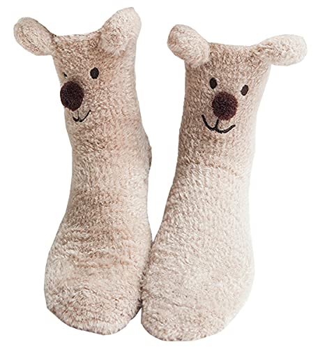 Sheliky Slipper Socks Fuzzy Socks Fleece Crew Socks Animal Winter Socks for Women Girls