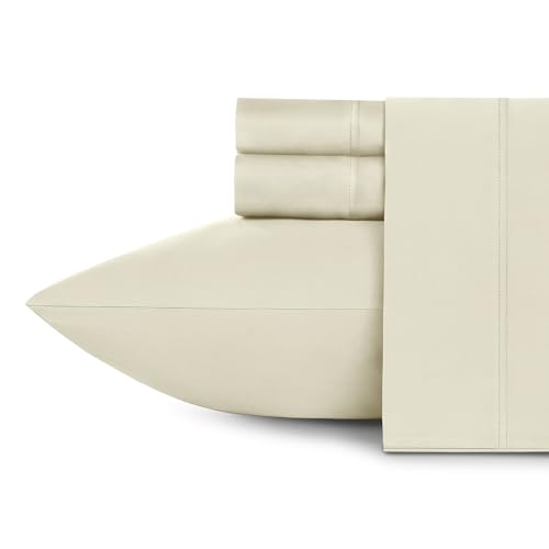 California Design Den King Sheets - Luxury 600 Thread Count 100% Sateen Bed Sheets Set, Extra Deep Pocket, Hotel Quality, Better Than Egyptian Cotton - Ivory