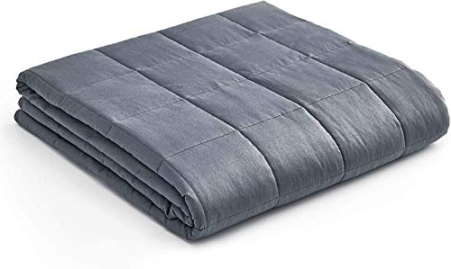 Book Cover YnM Weighted Blanket â€” Heavy 100% Oeko-Tex Certified Cotton Material with Premium Glass Beads (Dark Grey, 60''x80'' 15lbs), Suit for One Person(~140lb) Use on Queen/King Bed