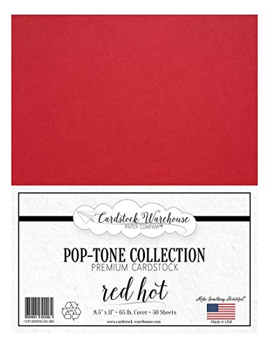 Red Hot Red Cardstock Paper - 8.5 X 11 Inch 65 Lb. Cover -50 Sheets From Cardstock Warehouse
