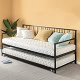 Zinus Eden Twin Daybed and Trundle Set / Premium Steel Slat Support / Daybed and Roll Out Trundle Accommodate Twin Size Mattresses Sold Separately, Black
