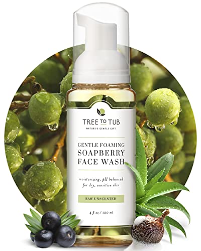 Tree To Tub Sensitive Skin Face Wash for Dry Skin - Fragrance Free Gentle Face Cleanser for Women & Men, Unscented Hydrating Foaming Facial Cleanser, Daily Face Soap w/All Natural Organic Aloe Vera
