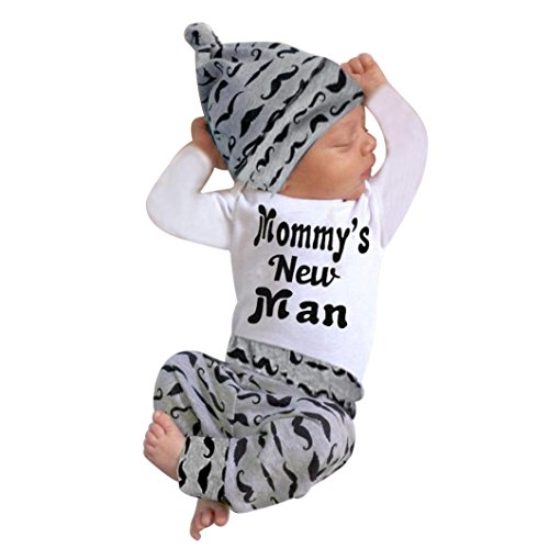 FEITONG Newborn Infant Baby Boy's Print Romper Tops+Long Pants +Hat -  -