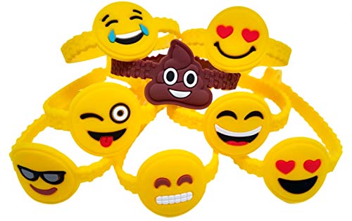 OHill 72Pcs Emoji Bracelets Emoticons Wristbands for Birthday Party Favors Supplies, Party Goodie Bags