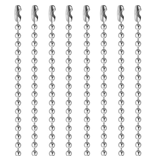 Pack of 50 Ball Bead Chain, SUMERSHA 24 inches Nickel Plated Ball Chain Necklace 2.4mm Bead Adjustable Metal Pull Chain Extension Beaded Chain with Matching Connector Jewelry Findings
