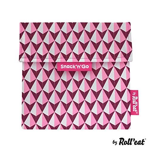 NEW- Roll'eat Snack'n'Go Tiles Rosa - Sac à goûter réutilisable