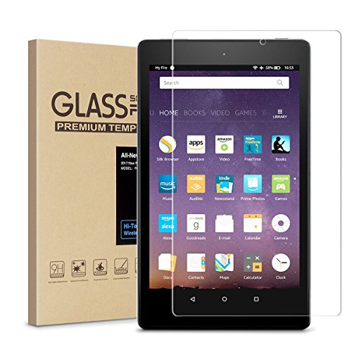 Fire HD 8 Screen Protector,Tempered Glass Screen Protector for All New Fire HD 8 /kids edition Tablet (2017 Release)
