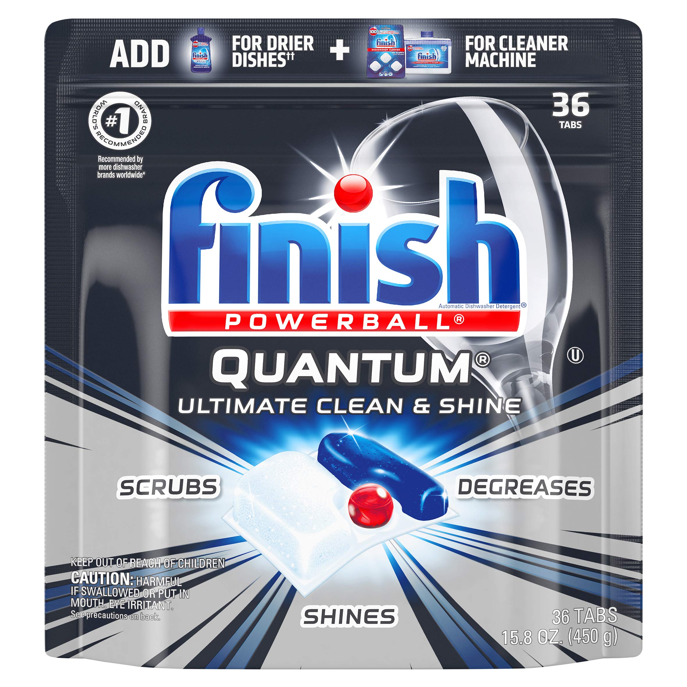 Finish - Quantum - 36ct - Dishwasher Detergent - Powerball - Ultimate Clean & Shine - Dishwashing Tablets - Dish Tabs