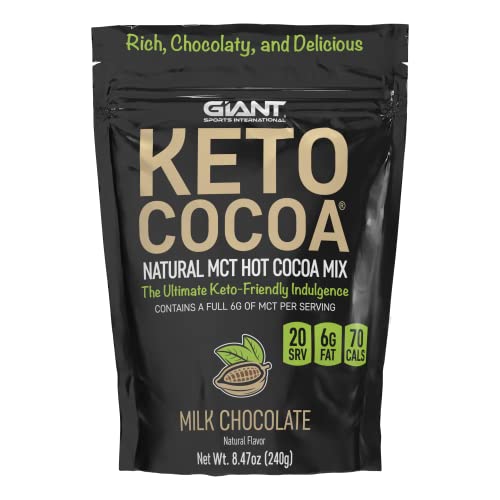 Keto Cocoa - Delicious Sugar Free Instant Hot Chocolate Mix with 6g of MCTs for The Ketogenic Diet and Low Carb Lifestyle | No Gluten | 20 Servings