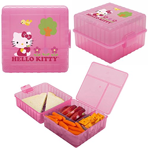 Book Cover Zak! (3 Pack) Hello Kitty Kids Lunch Box Packs Food Storage Containers for Sandwich Snacks