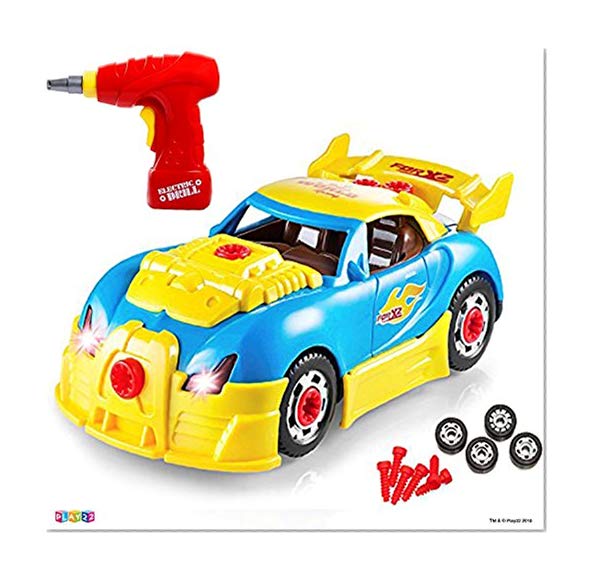 Take Apart Racing Car Toys - Build Your Own Toy Car with 30 Piece Constructions Set - Toy Car Comes With Engine Sounds & Lights & Drill With Toy Tools For Kids - Newest Version - Original - By Play22