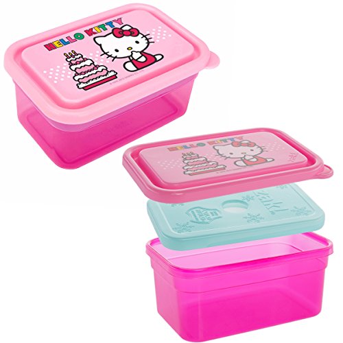 Book Cover Zak! (2 Pack) Hello Kitty 13oz Plastic Kids Food Storage Containers With Freezer Packs