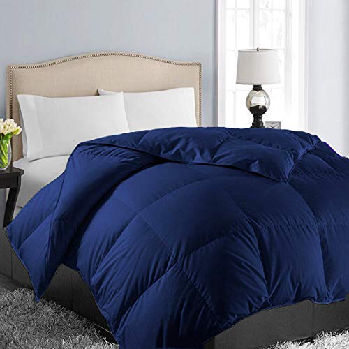 Book Cover EASELAND All Season Twin Size Soft Quilted Down Alternative Comforter Hotel Collection Reversible Duvet Insert with Corner Tabs,Winter Warm Fluffy Hypoallergenic,Navy,64 by 88 Inches