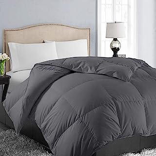 Book Cover EASELAND All Season Queen Size Soft Quilted Down Alternative Comforter Reversible Duvet Insert with Corner Tabs,Winter Summer Warm Fluffy ,Dark Grey,88x88 inches